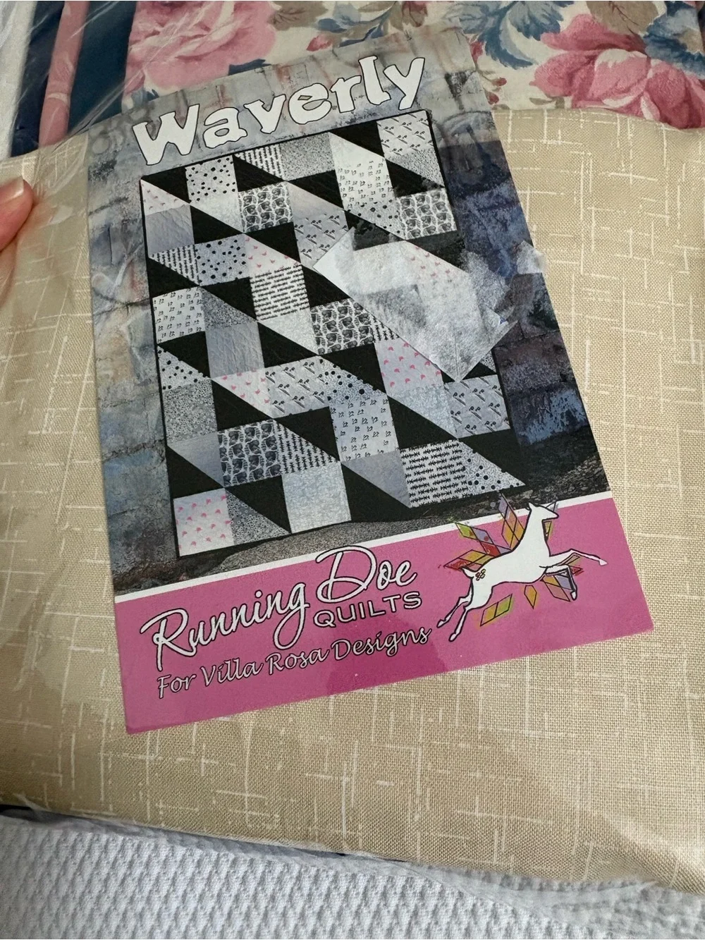 Vintage waverly running doe quilting fabric kit rose blue makes 48x64 quilt